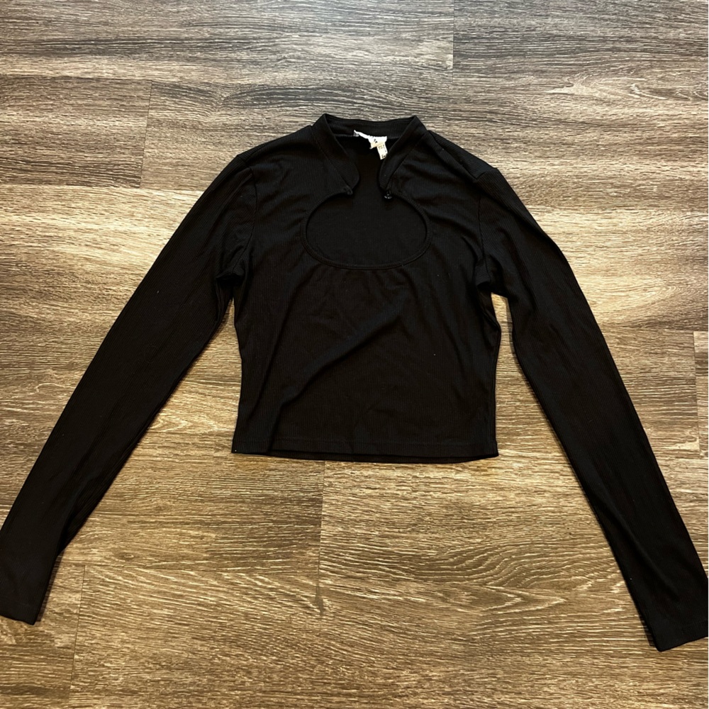 Princess Polly Black Long Sleeve Top with Cut Out